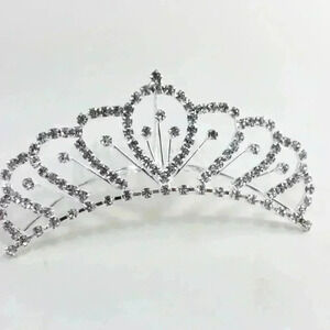 Clear Crystal Rhinestone Silver tone Comb Tiara